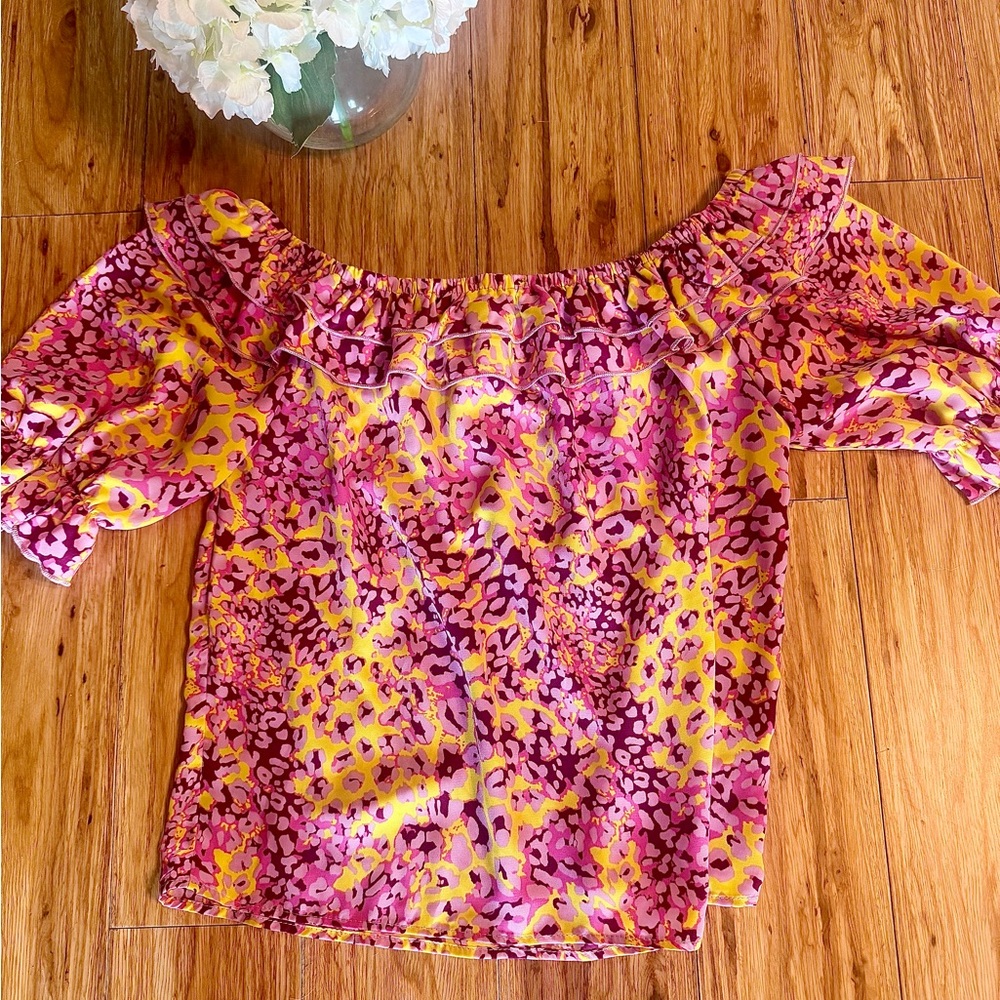 Purple and Gold Off-Shoulder Top